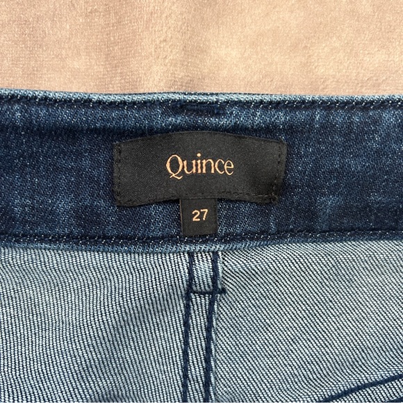 Quince Organic Cotton Stretch High Rise Patch Pocket Wide Leg Blue Jeans 27 - Picture 4 of 6